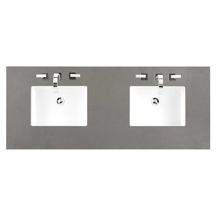 James Martin Vanities Hudson Light Natural Oak Brown 60"  Double Vanity with Gray Expo Quartz Top