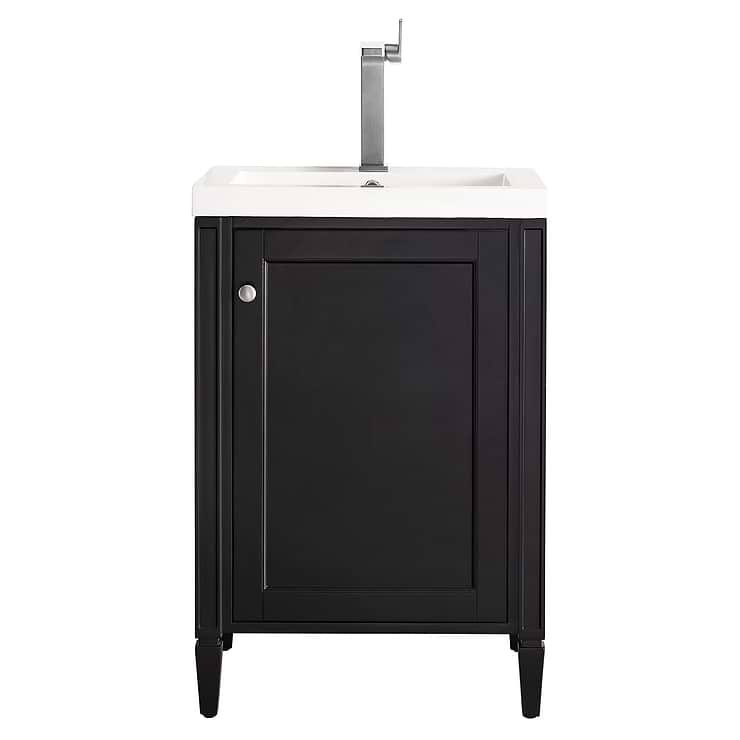 James Martin Vanities Britannia Black Onyx 24" Single Vanity with White Solid Surface Top