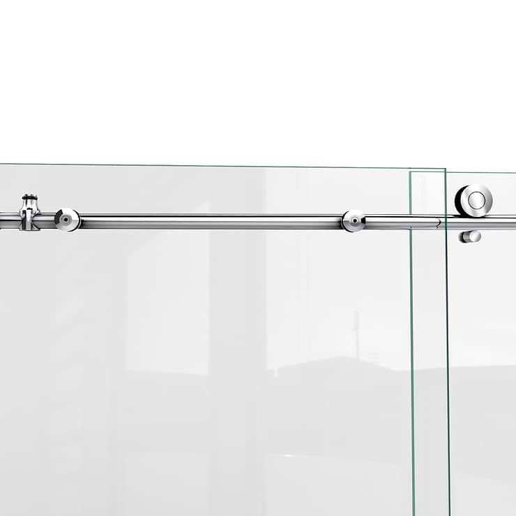 DreamLine Enigma-X 72x76 Reversible Sliding Shower Alcove Door with Clear Glass in Brushed Stainless Steel