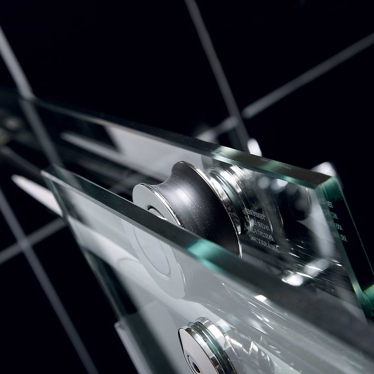 DreamLine Enigma-X 72x76 Reversible Sliding Shower Alcove Door with Clear Glass in Brushed Stainless Steel