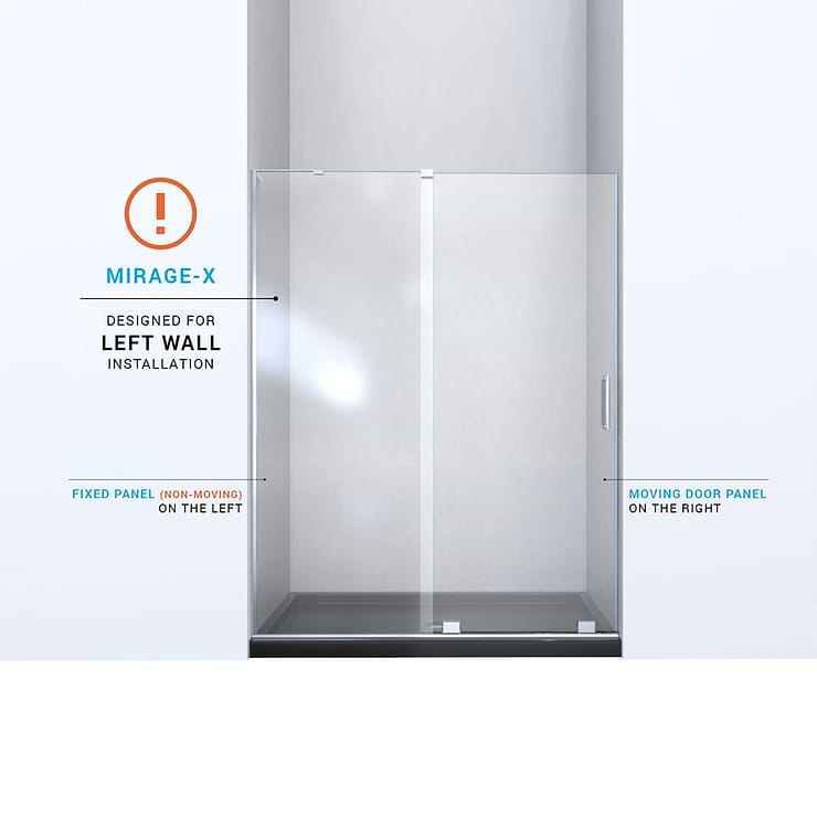 DreamLine Mirage-X 48x72 Left Sliding Shower Alcove Door with Clear Glass in Brushed Nickel