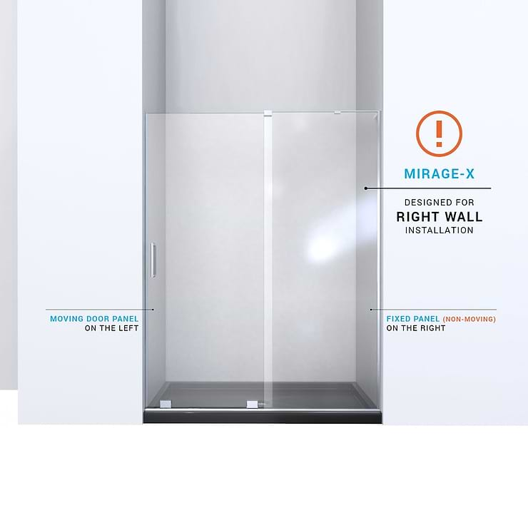 DreamLine Mirage-X 48x72 Right Sliding Shower Alcove Door with Clear Glass in Chrome