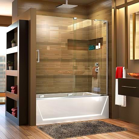 DreamLine Mirage-X 60x58 Right Sliding Bathtub Door with Clear Glass in Chrome