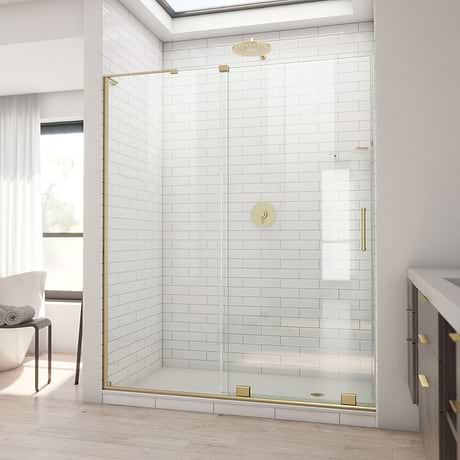 DreamLine Mirage-X 60x72 Right Sliding Shower Alcove Door with Clear Glass in Brushed Gold