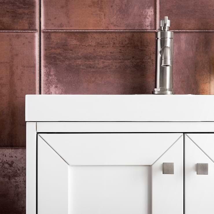 James Martin Vanities Chianti Glossy White 24" Single Vanity with Brushed Nickel Hardware and White Counter