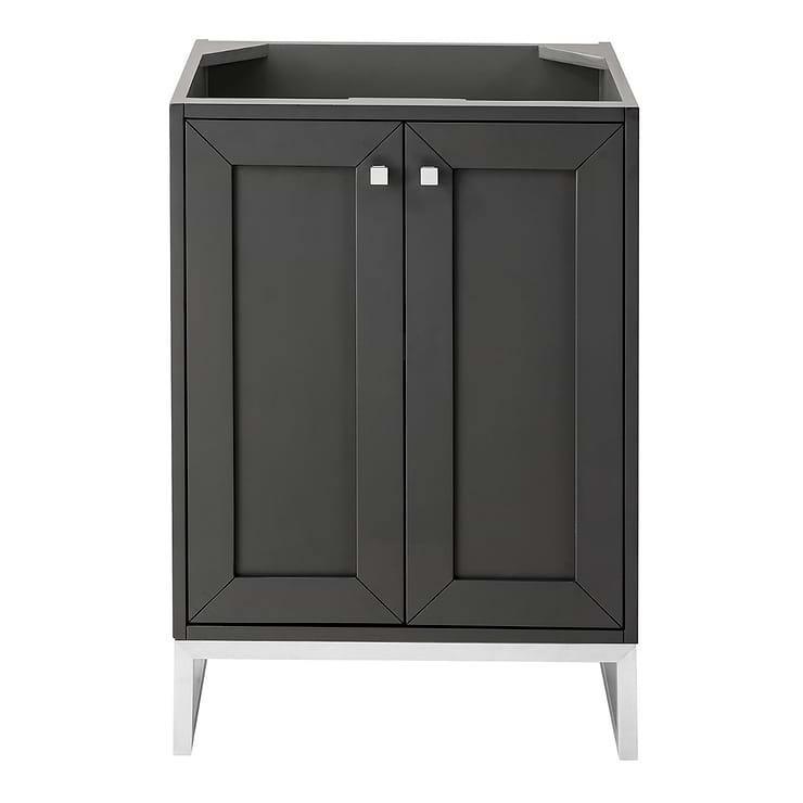 James Martin Vanities Chianti Mineral Gray 24" Single Vanity with Brushed Nickel Hardware and White Counter