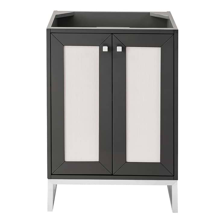 James Martin Vanities Chianti Mineral Gray 24" Single Vanity with Brushed Nickel Hardware and White Counter