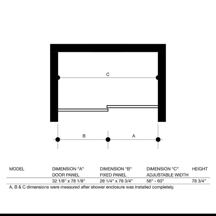 Acqua 60x79 Reversible Sliding Shower Alcove Door with Clear Glass in Chrome