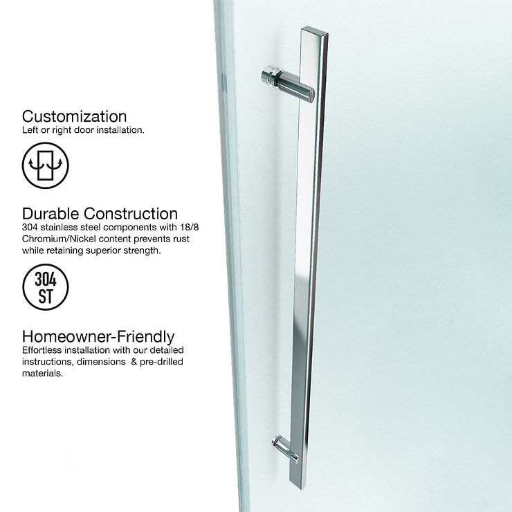 Acqua 60x79 Reversible Sliding Shower Alcove Door with Clear Glass in Chrome