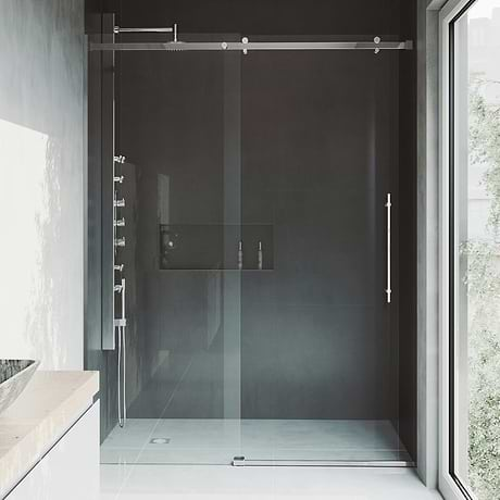 Acqua 60x79 Reversible Sliding Shower Alcove Door with Clear Glass in Chrome