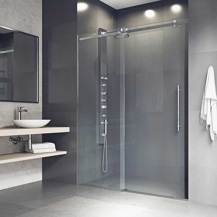 Acqua 60x79 Reversible Sliding Shower Alcove Door with Clear Glass in Chrome