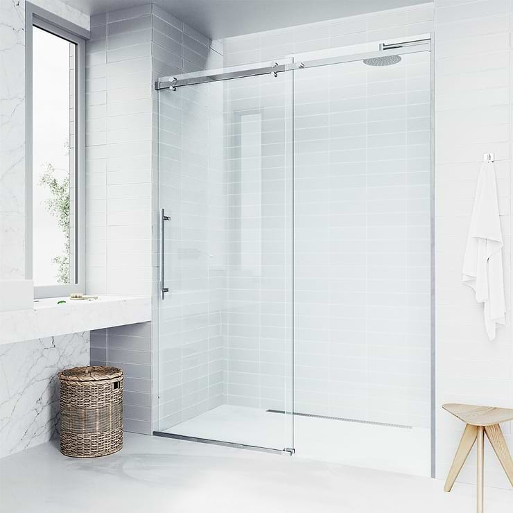 Acqua 60x79 Reversible Sliding Shower Alcove Door with Clear Glass in Chrome