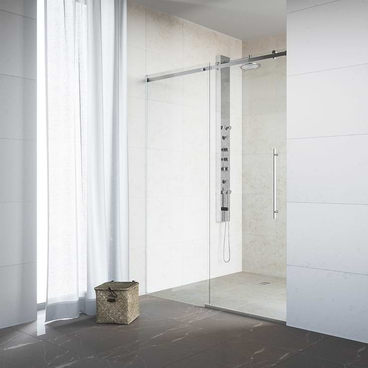 Acqua 60x79 Reversible Sliding Shower Alcove Door with Clear Glass in Chrome