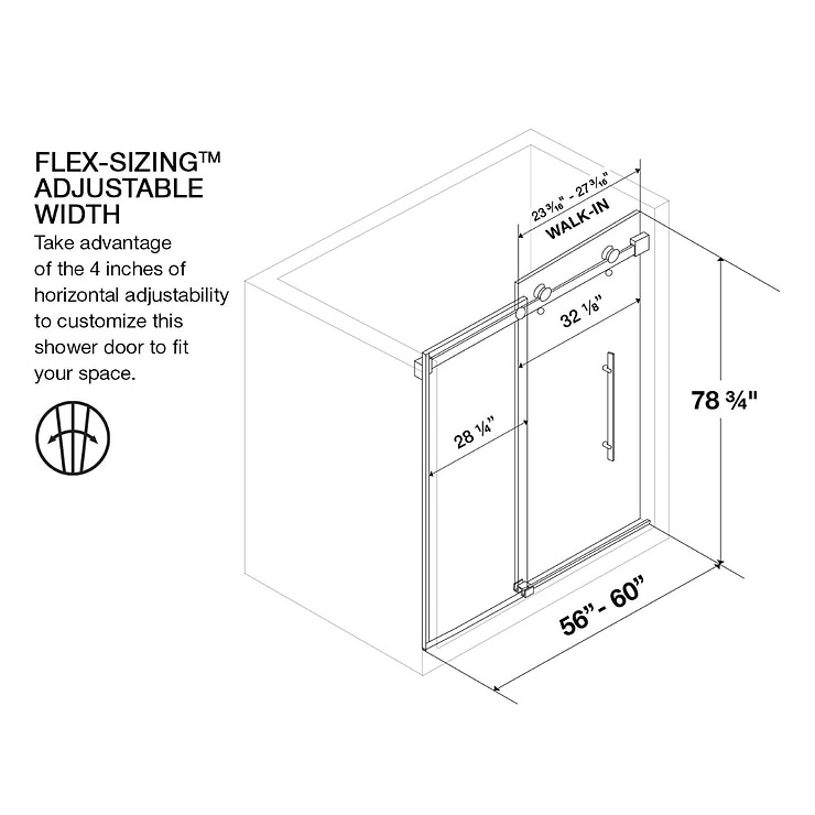 Acqua 60x79 Reversible Sliding Shower Alcove Door with Clear Glass in Matte Black