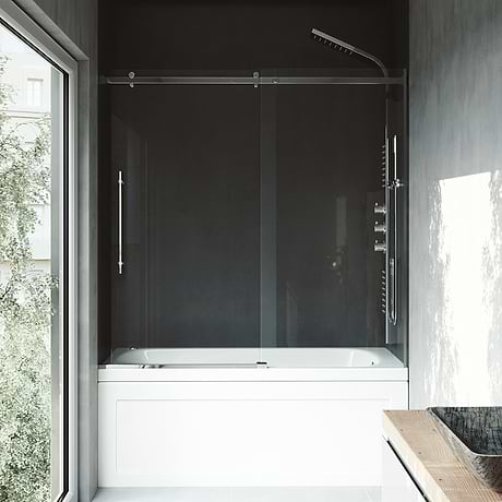 Acqua 60x58 Reversible Sliding Bathtub  Door with Clear Glass in Chrome