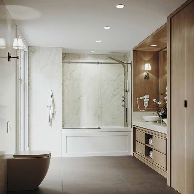 Acqua 60x58 Reversible Sliding Bathtub  Door with Clear Glass in Chrome