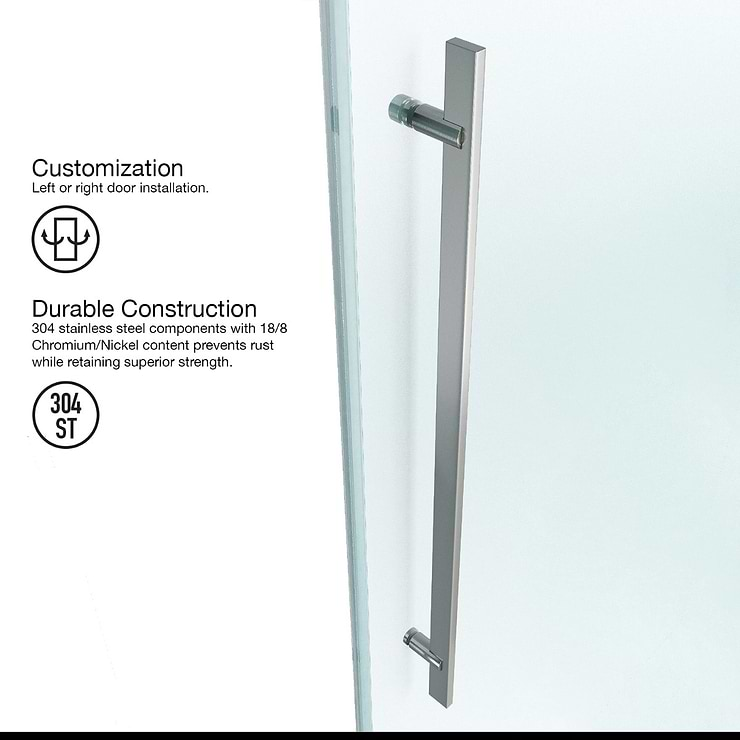 Acqua 60x58 Reversible Sliding Bathtub Door with Clear Glass in Stainless Steel