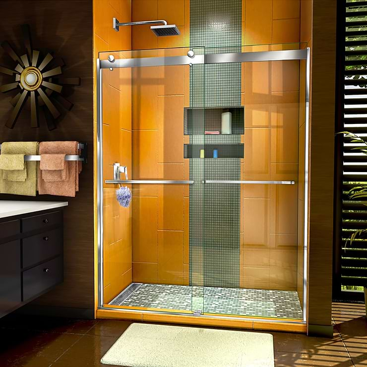 DreamLine Sapphire 60x76 Reversible Sliding Shower Alcove Door with Clear Glass in Chrome