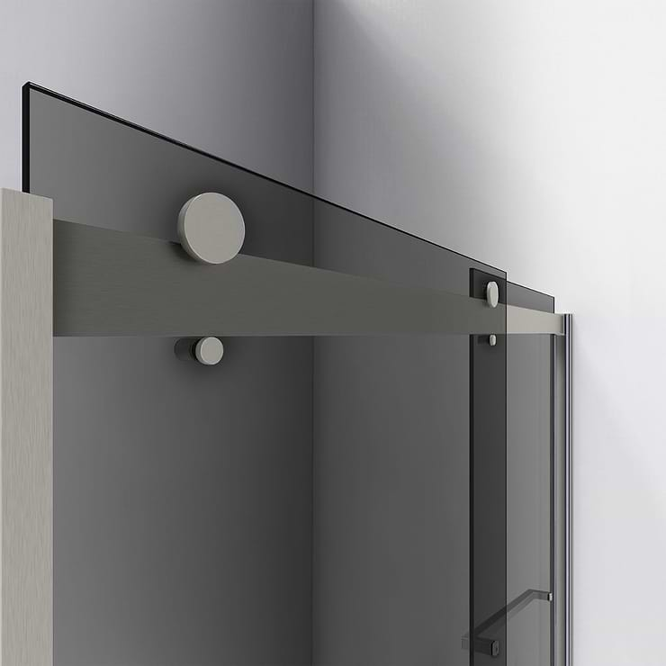 DreamLine Sapphire 60x76 Reversible Sliding Shower Alcove Door with Gray Glass in Brushed Nickel