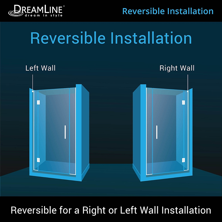 DreamLine Unidoor-X 58x72 Reversible Hinged Shower Alcove Door with Clear Glass in Satin Black