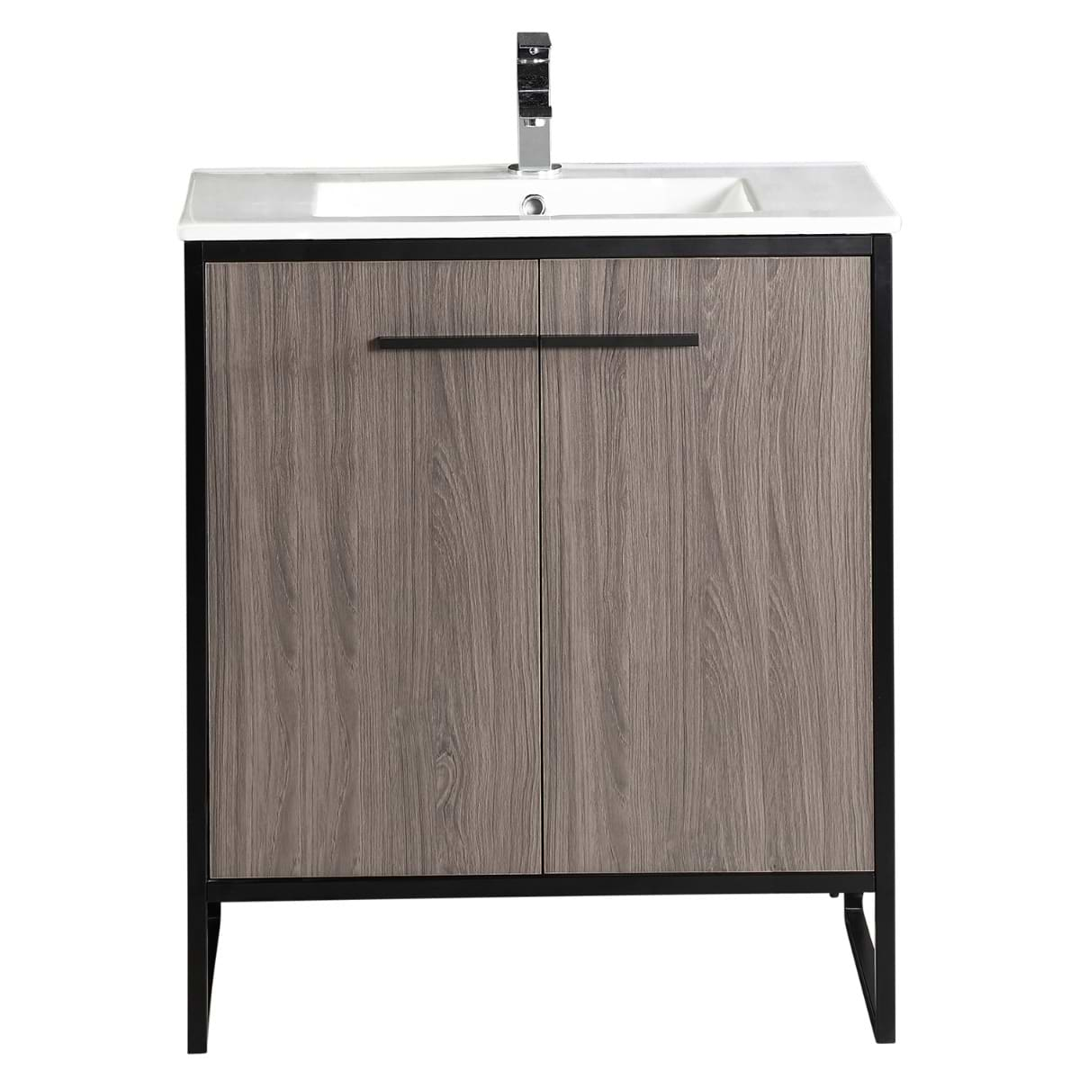 Oriel Gray Grain 30" Single Vanity with Integrated White Top