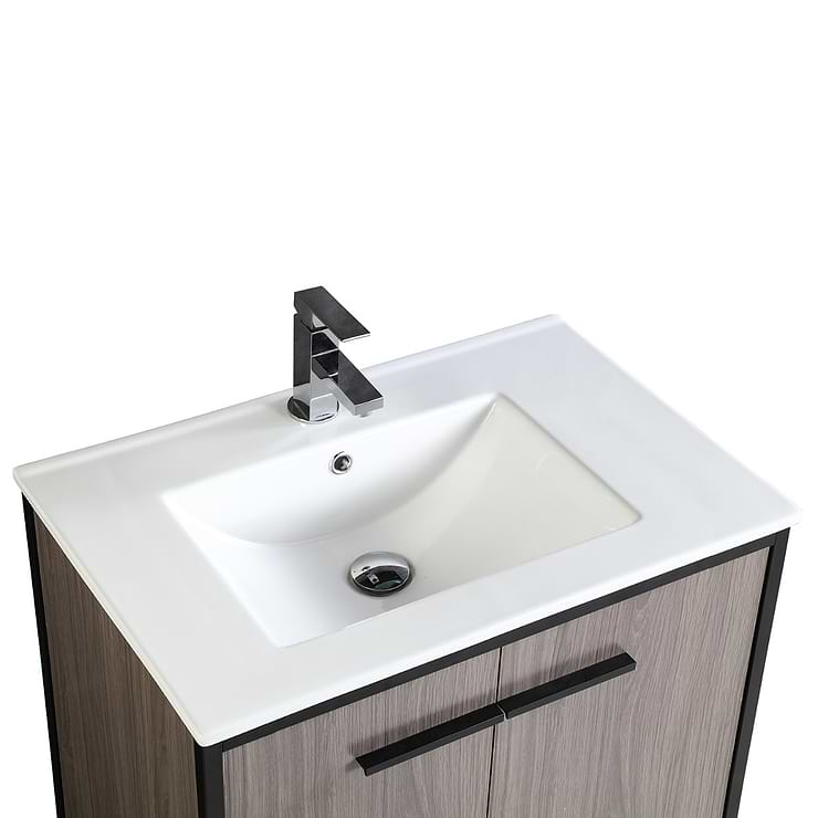 Oriel Gray Grain 30" Single Vanity with Integrated White Top