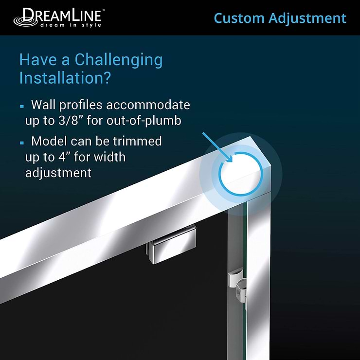 DreamLine Encore 48"x76" Reversible Sliding Shower Alcove Door with Clear Glass in Satin Black