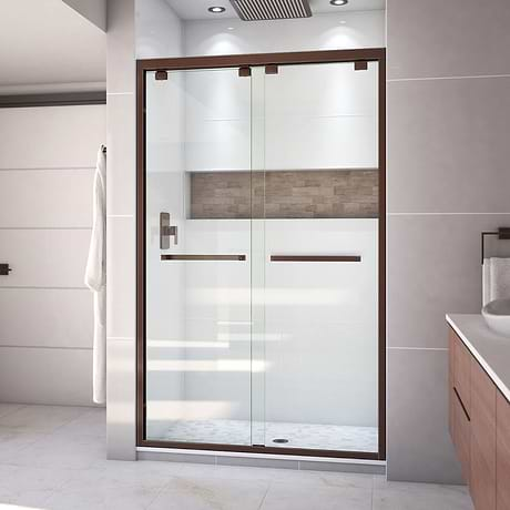 DreamLine Encore 48"x76" Reversible Sliding Shower Alcove Door with Clear Glass in Oil Rubbed Bronze