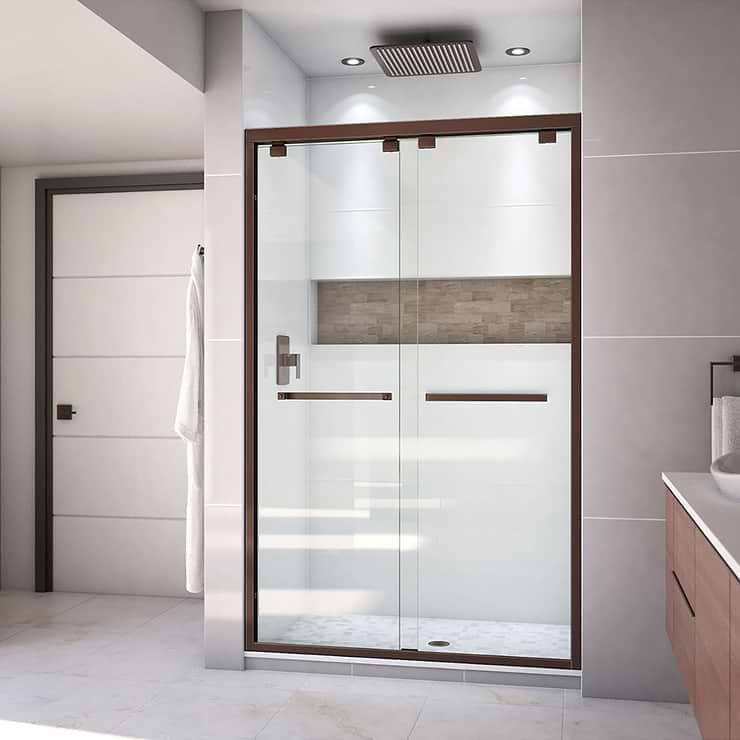 DreamLine Encore 48"x76" Reversible Sliding Shower Alcove Door with Clear Glass in Oil Rubbed Bronze