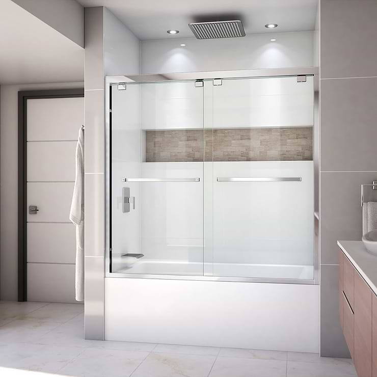 DreamLine Encore 60"x58" Reversible Sliding Bathtub Door with Clear Glass in Chrome