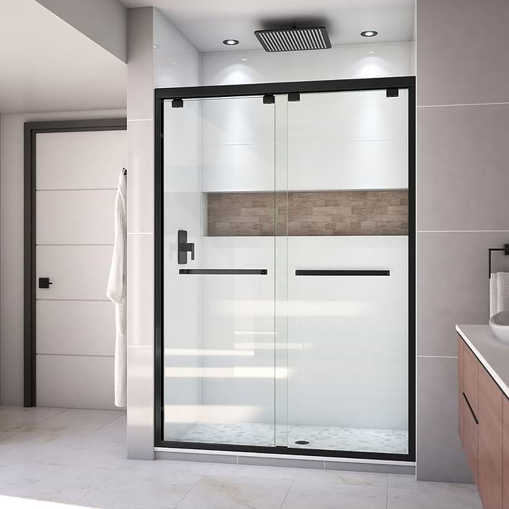 DreamLine Encore 60"x76" Reversible Sliding Shower Alcove Door with Clear Glass in Satin Black