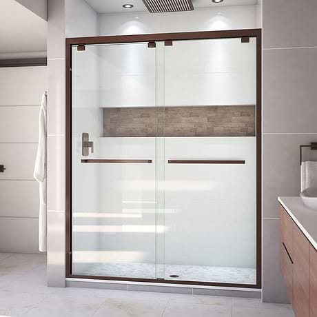 DreamLine Encore 54"x76" Reversible Sliding Shower Alcove Door with Clear Glass in Oil Rubbed Bronze