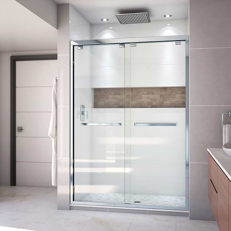 DreamLine Encore 54"x76" Reversible Sliding Shower Alcove Door with Clear Glass in Chrome