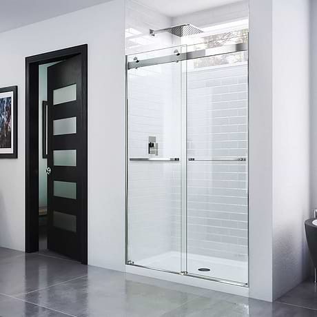 DreamLine Essence 48"x76" Reversible Sliding Shower Alcove Door with Clear Glass in Chrome