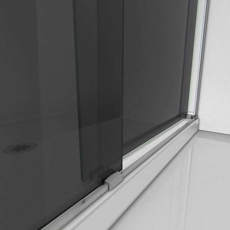 DreamLine Essence 48"x76" Reversible Sliding Shower Alcove Door with Smoke Gray Glass in Brushed Nickel