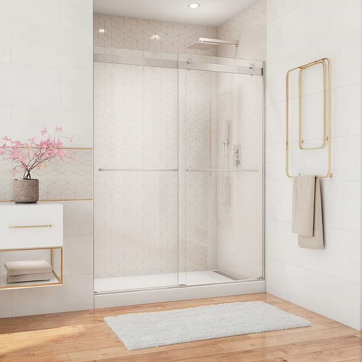 DreamLine Essence 60"x76" Reversible Sliding Shower Alcove Door with Clear Glass in Brushed Nickel