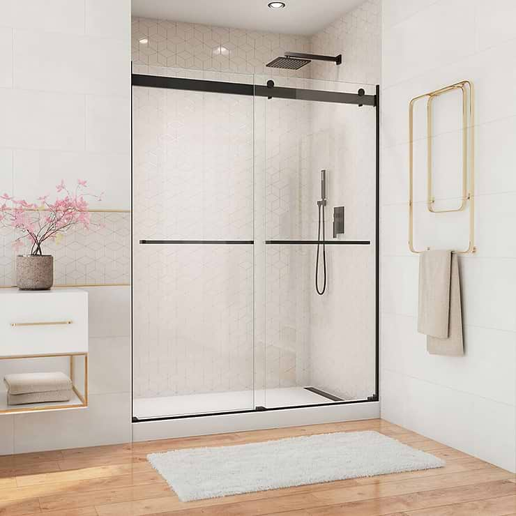 DreamLine Essence 60"x76" Reversible Sliding Shower Alcove Door with Clear Glass in Satin Black