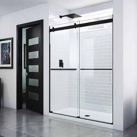 DreamLine Essence 60"x76" Reversible Sliding Shower Alcove Door with Clear Glass in Satin Black