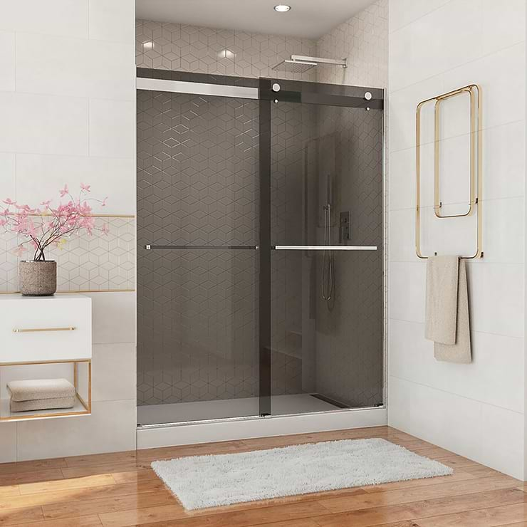 DreamLine Essence 60"x76" Reversible Sliding Shower Alcove Door with Smoke Gray Glass in Chrome