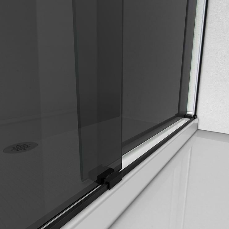 DreamLine Essence 60"x76" Reversible Sliding Shower Alcove Door with Smoke Gray Glass in Satin Black