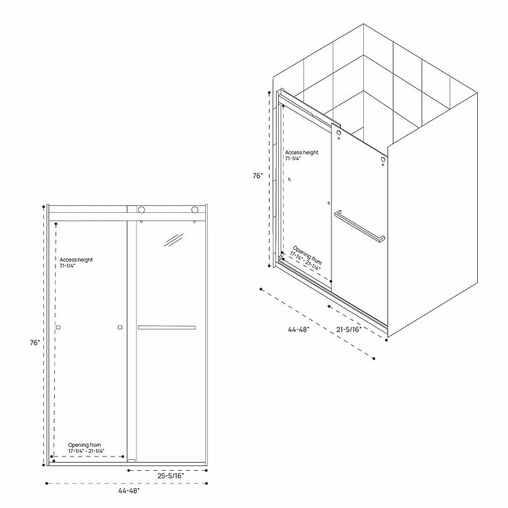 DreamLine Essence-H 48x76" Reversible Sliding Shower Alcove Door with Clear Glass in Chrome