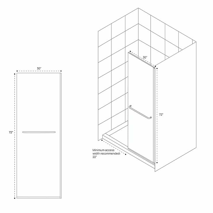 DreamLine Linea 30x72" Reversible Screen with Clear Glass in Chrome