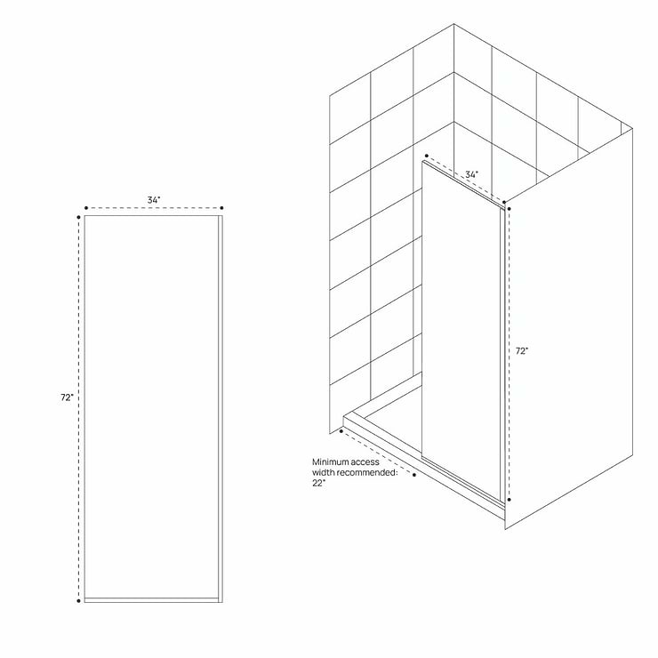 DreamLine Linea 30x72" Reversible Shower Screen with Clear Glass in  Brushed Nickel