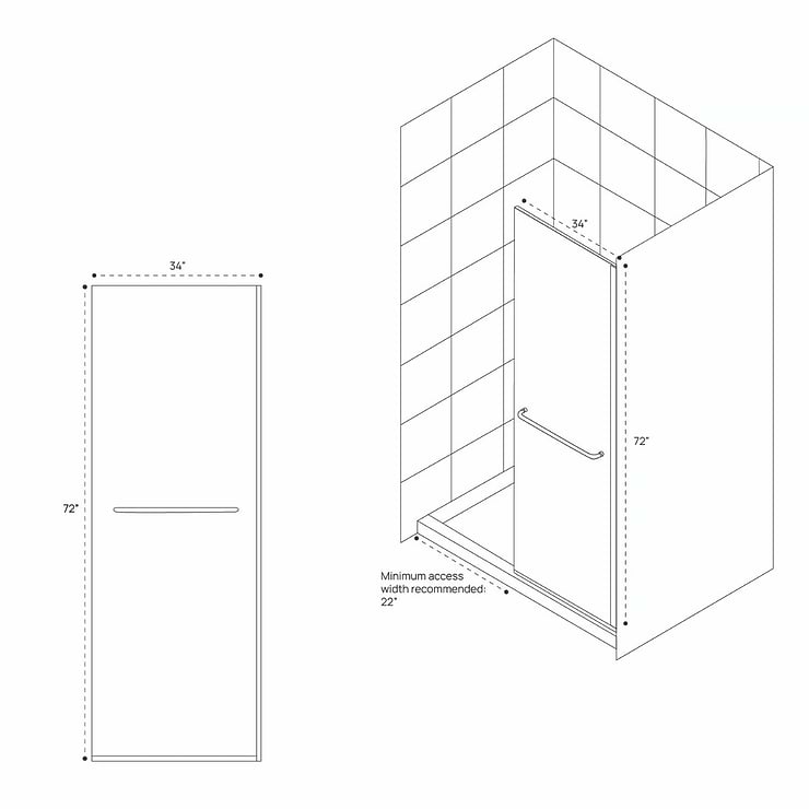 DreamLine Linea 34x72" Reversible Screen with Clear Glass in Satin Black