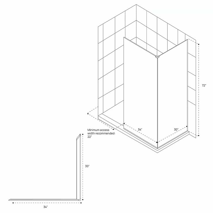 DreamLine Linea 34x30x72" Reversible Double Adjacent Screen Enclosure with Clear Glass in Oil Rubbed Bronze