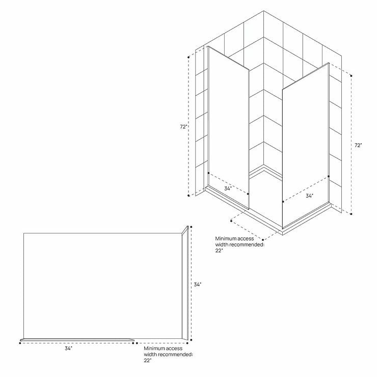DreamLine Linea 34x34x72" Reversible Double Separate Screen Enclosure with Clear Glass in Oil Rubbed Bronze