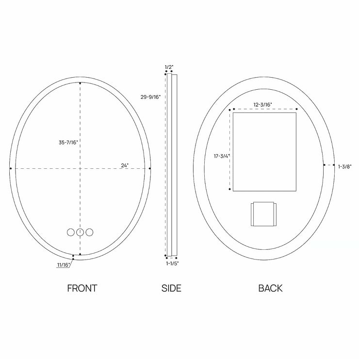 Rige 24x36" Oval LED Mirror