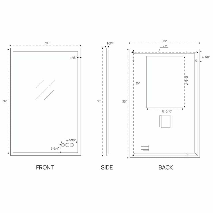 Rige 24x36" Rectangle LED Mirror