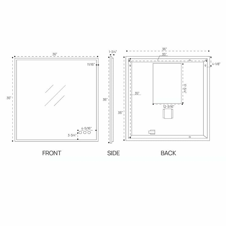 Rige 36x36" Square LED Mirror