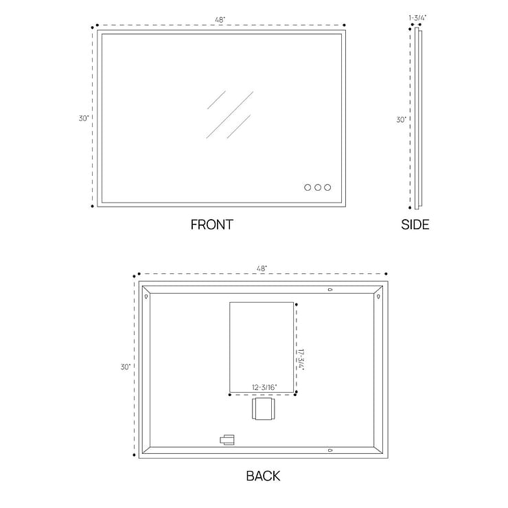 Rige 48x36" Rectangle LED Mirror